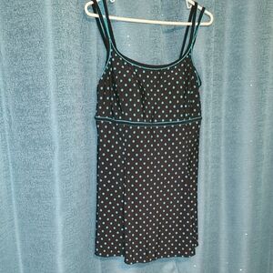 Cove Black One Piece Swimsuit with Blue Polka Dots